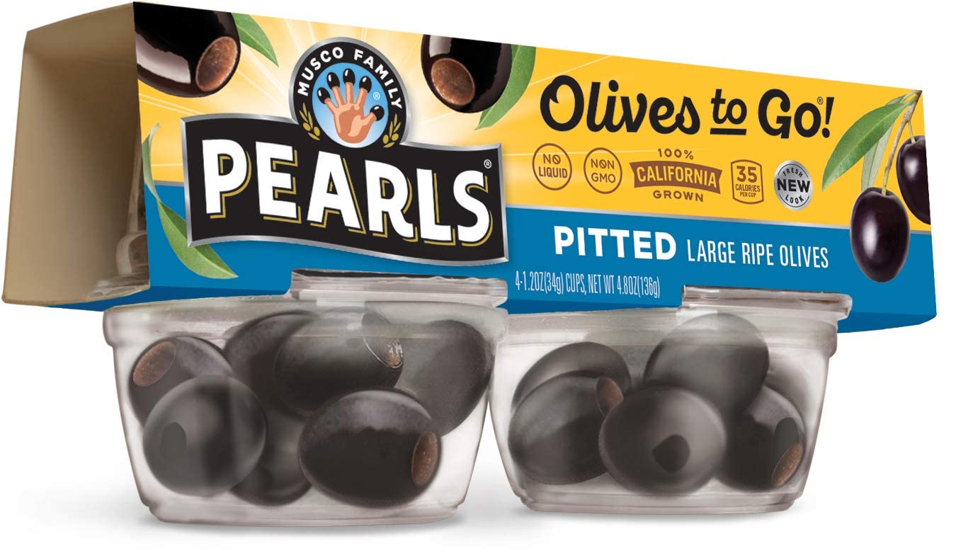 PEARLS Olives To Go! Large Ripe Pitted Olives, 1.2 oz Cups, Pack of 16, Model SPPPOA039023