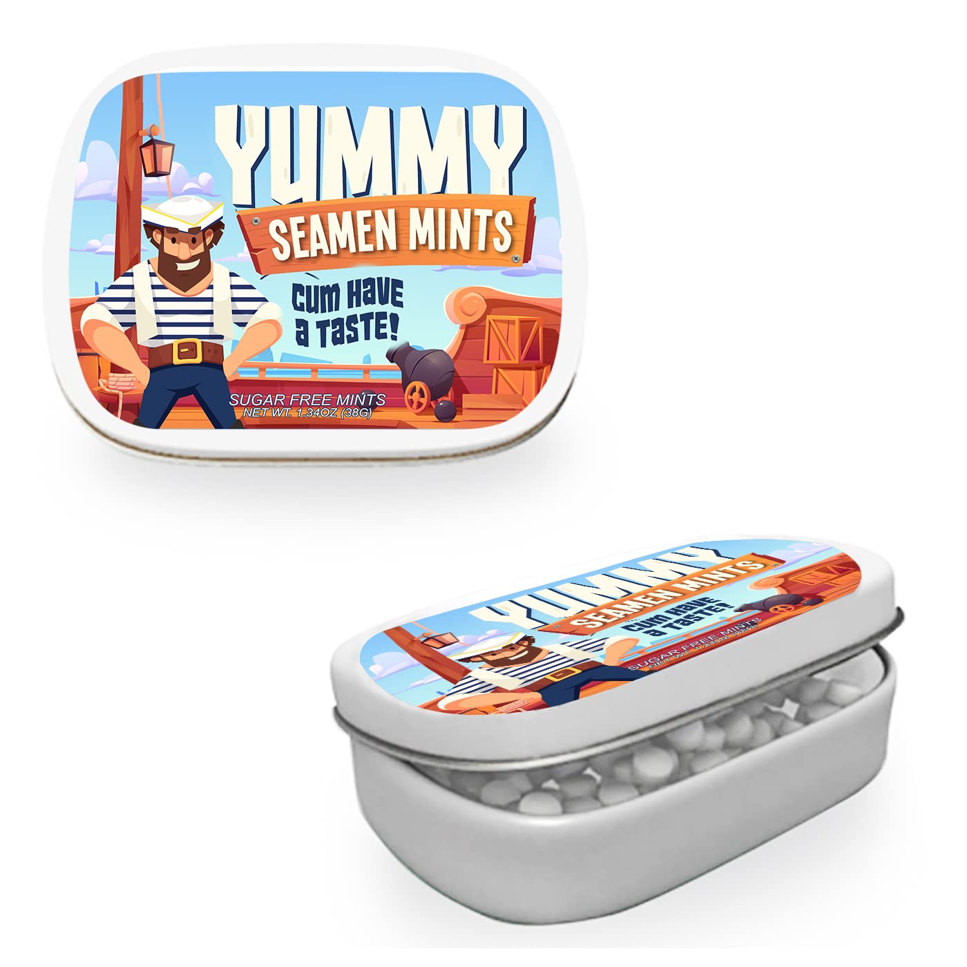 Gears Out Yummy Seamen Mints - Wintergreen Candy - 1.34 Ounce - White Tin