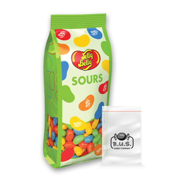Jelly Belly Bundle- Sours Jelly Beans - 7.5 Oz Gift Bag- Includes Rus Candy Company Travel Size Pocket Bag (Sours)