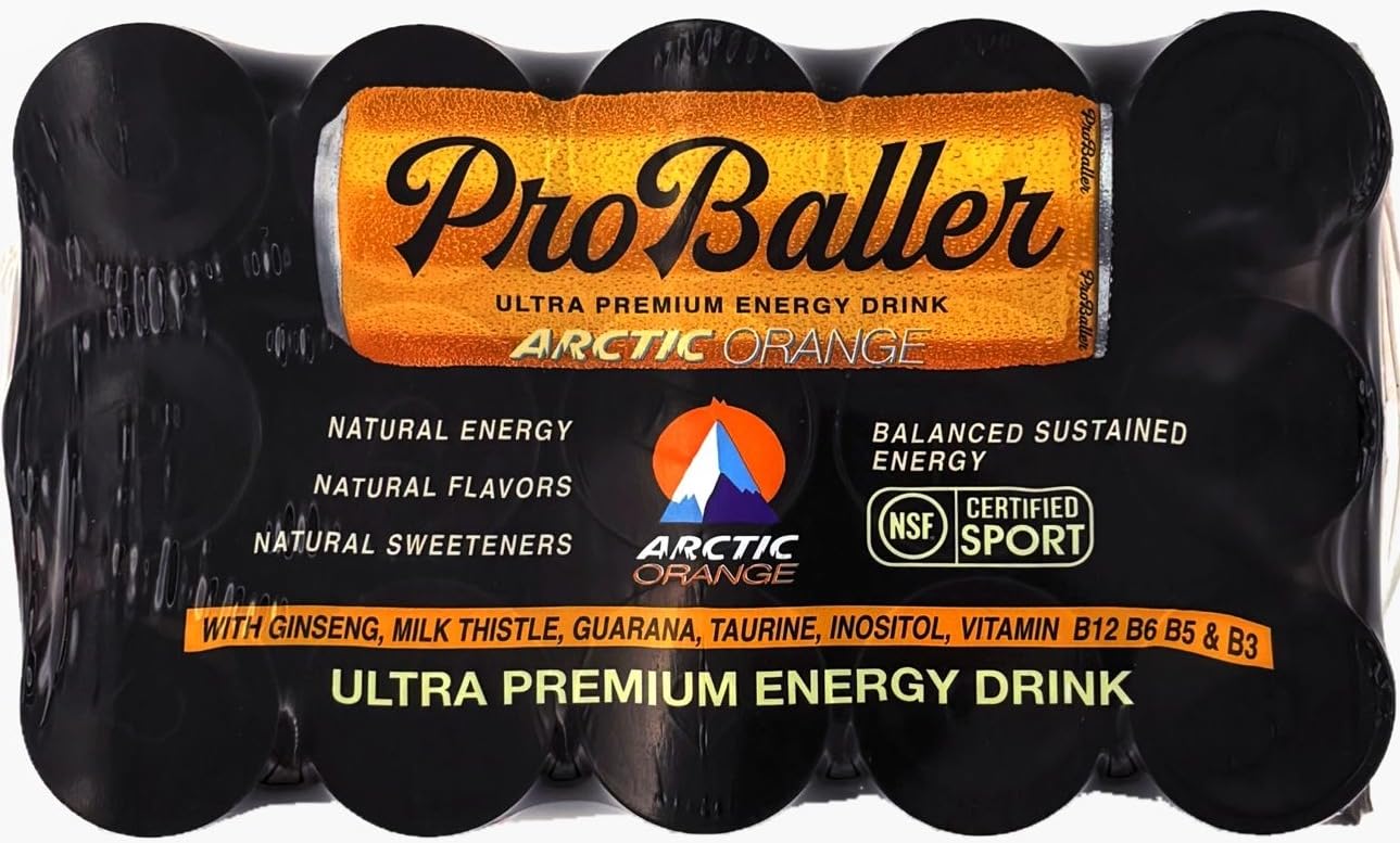 PROBALLER Ultra Premium Energy Drink - Arctic Orange - Natural Energy - 12 fl oz (Pack of 15)