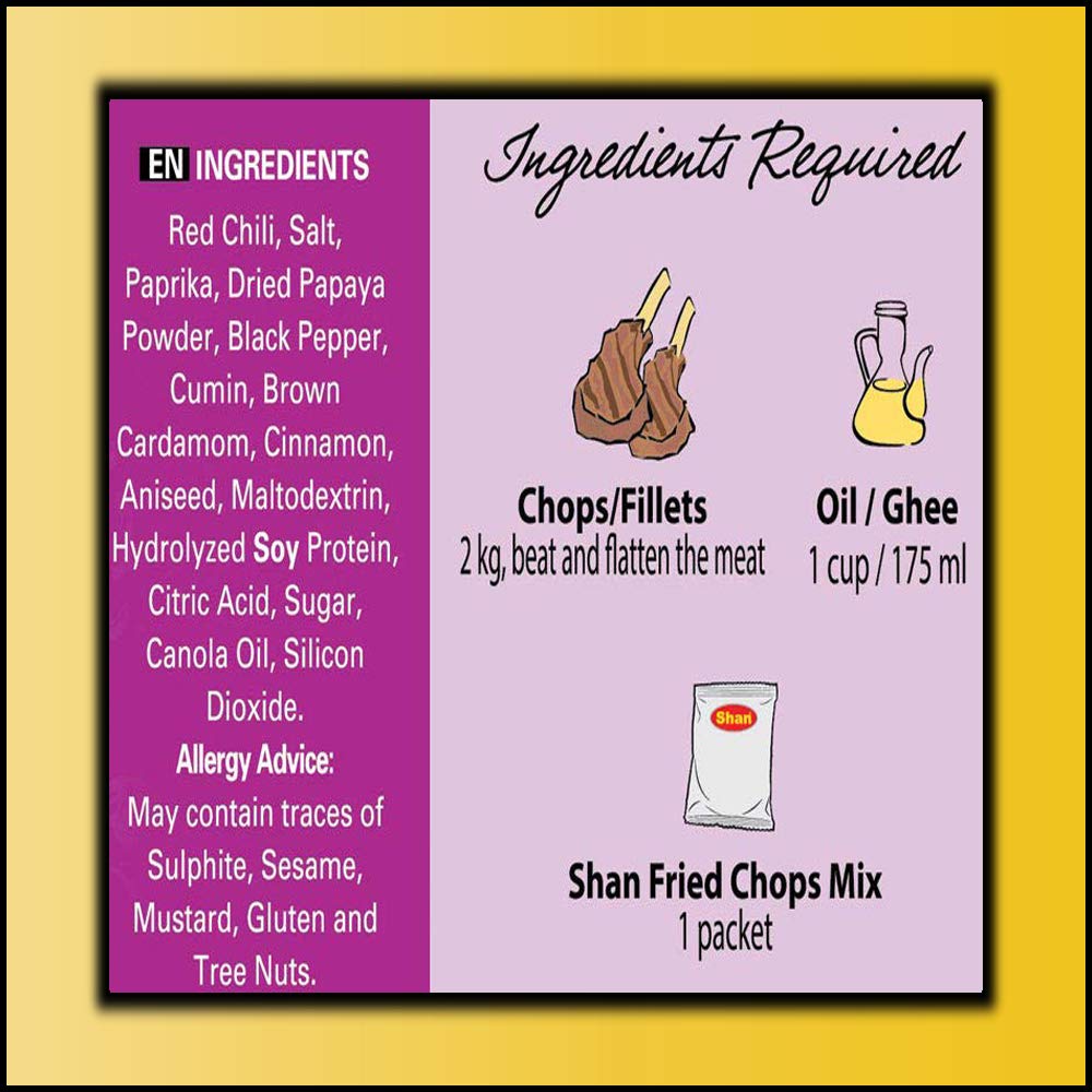 Shan - Fried Chops/Steak Seasoning Mix (50G) - Spice Packets For Spicy Fried Meat (Pack Of 6)