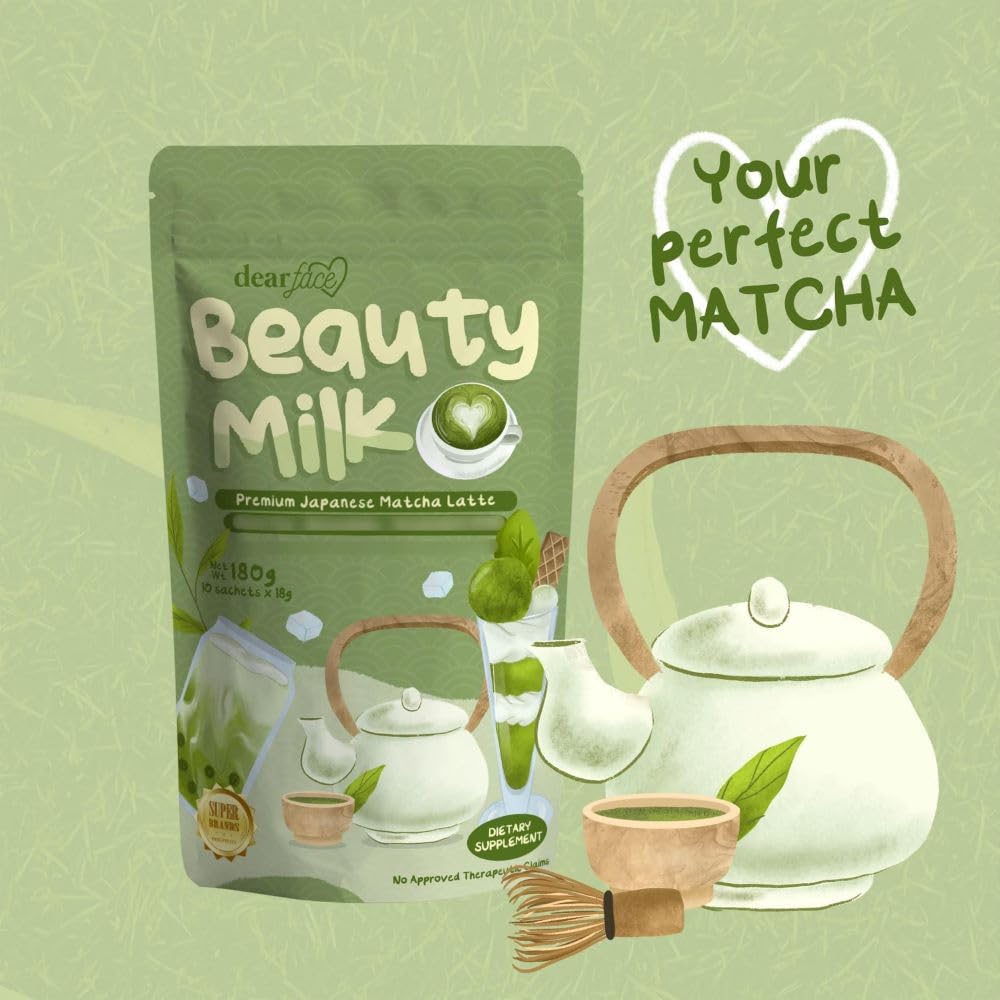 Generic Dear Face Beauty Milk Premium Japanese Matcha Latte 10 Sachets