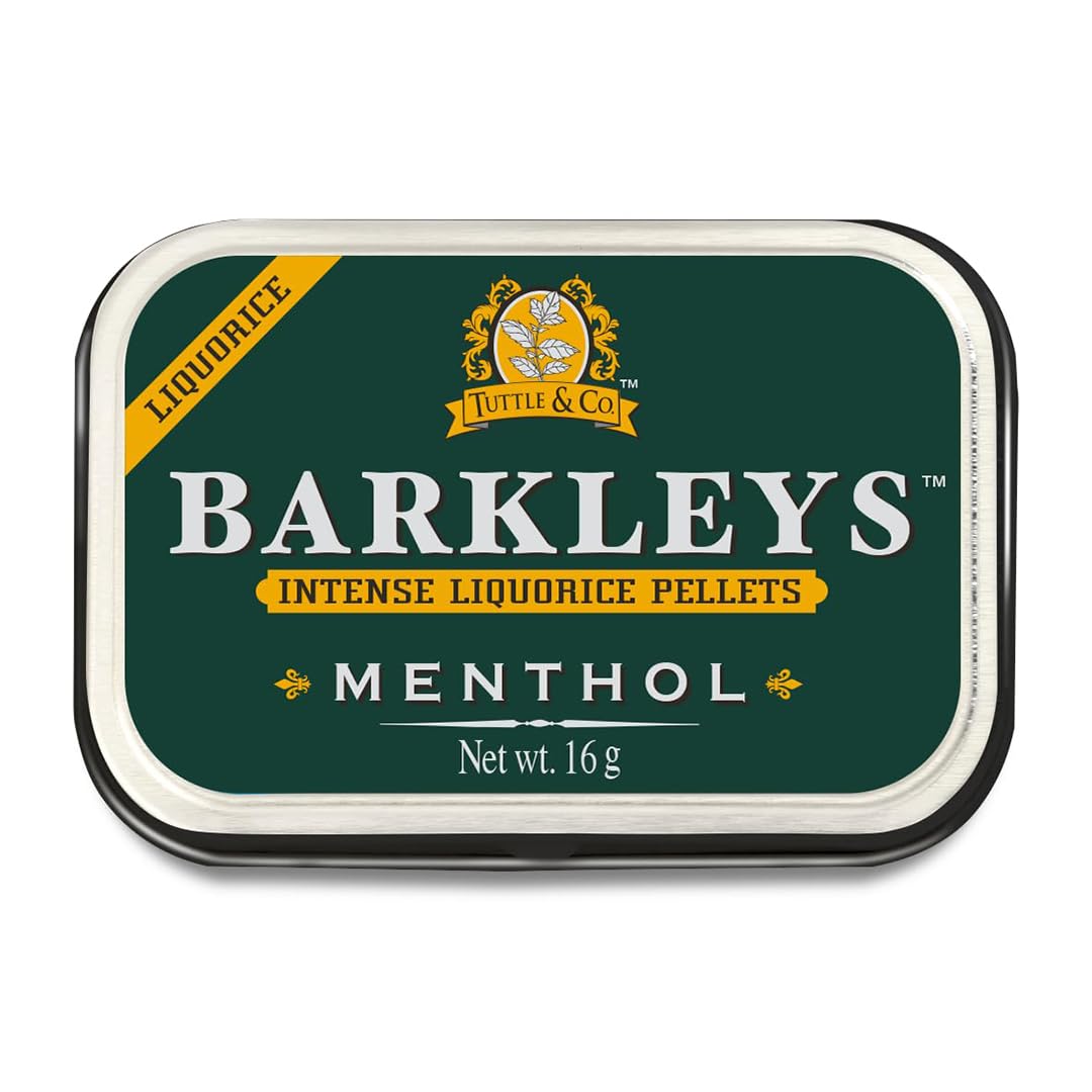 Barkleys Black Licorice Candy with Menthol, Licorice Pellets Covered with Refreshing Menthol- Gluten Free Licorice, Vegan (1 Can