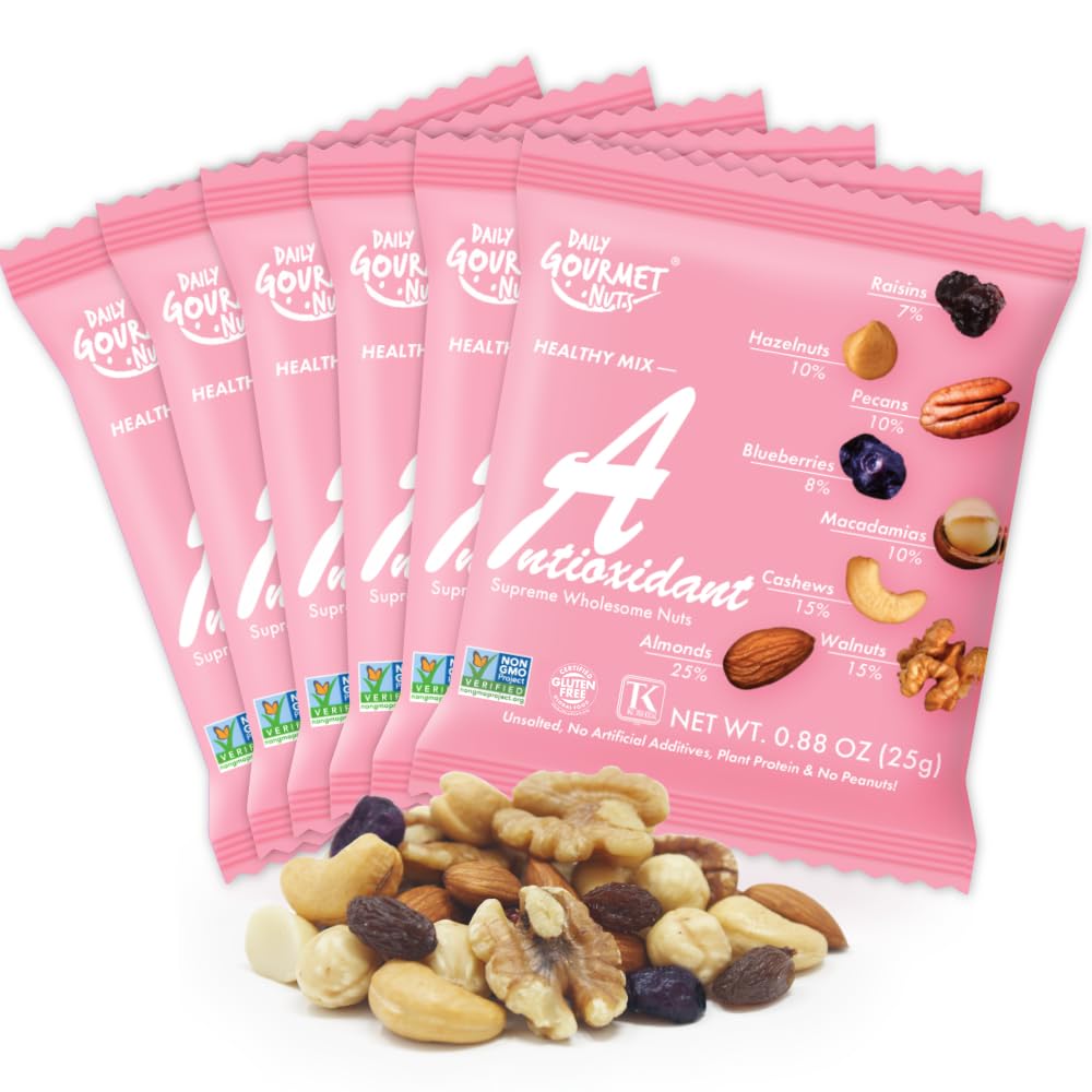 Daily Gourmet Nuts - Unsalted Mixed Nuts Snack Packs/Individually Wrapped Snacks/Nut Snacks/No Peanuts/Healthy Trail Mix Individ