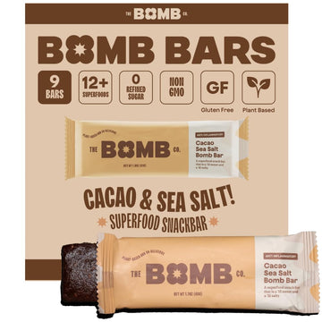 Blender Bombs Cacao Sea Salt Blender Bomb Bar, Superfood Snack, 9 Count