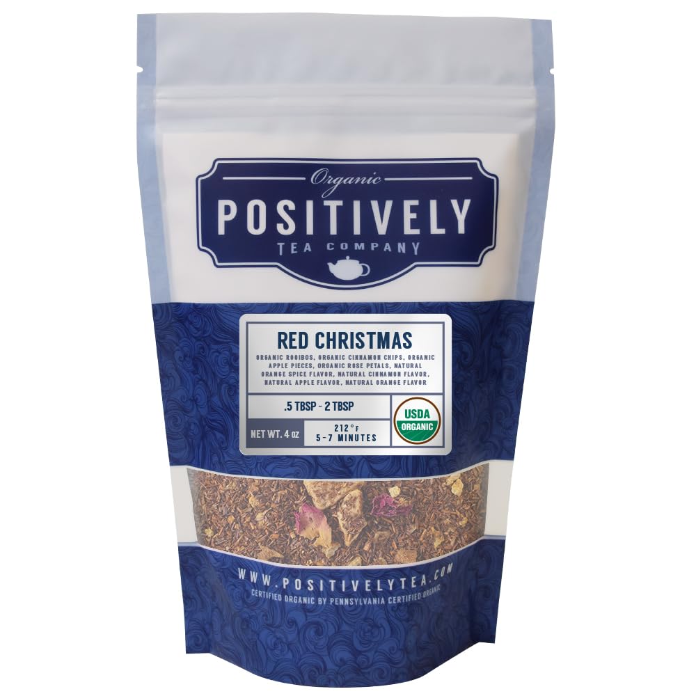 Organic Positively Tea Company, Red Christmas Rooibos Tea, Loose Leaf, 4 Ounce