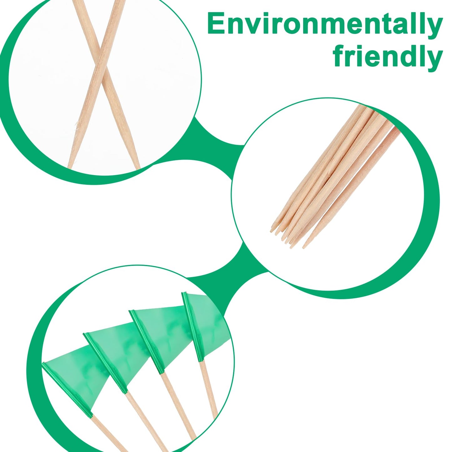 Qianyu Toothpick Flags, 100 Pcs Mini Red Triangle Cupcake Toppers, Green Color, Ideal for Weddings and Parties, Model 597428