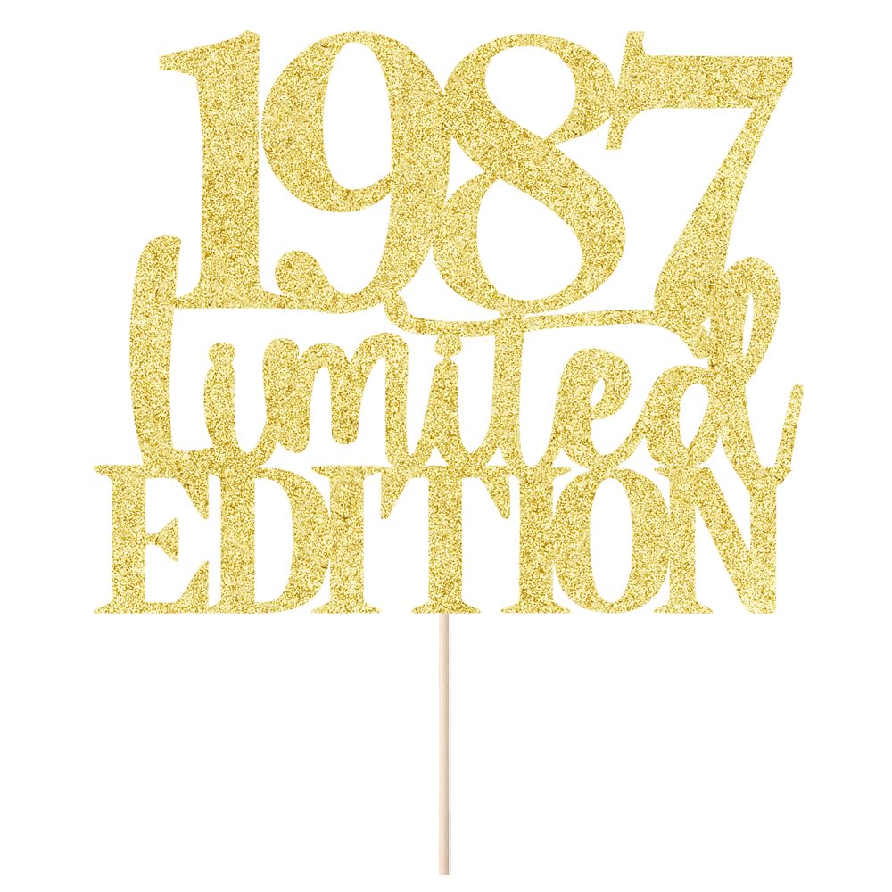 Limited Edition 1987 Cake Topper 38Th Birthday Happy Birthday Cake Topper Men And Women Cheer 38Years Old Handmade Golden Glitte