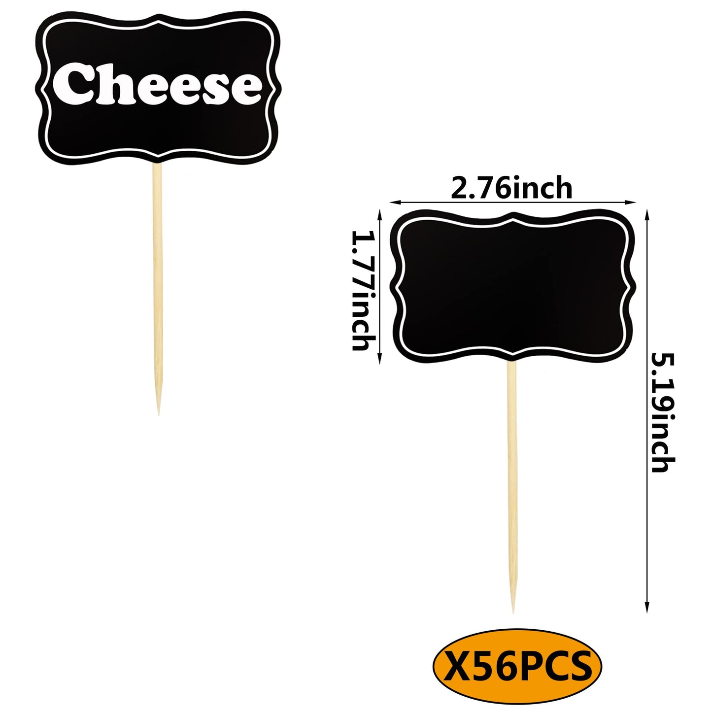 56 Pcs Black Chalkboard Picks Chalkboard Sign Food Toppers Cheese Markers Cake Cupcake Topper For Birthday Party Wedding Gender