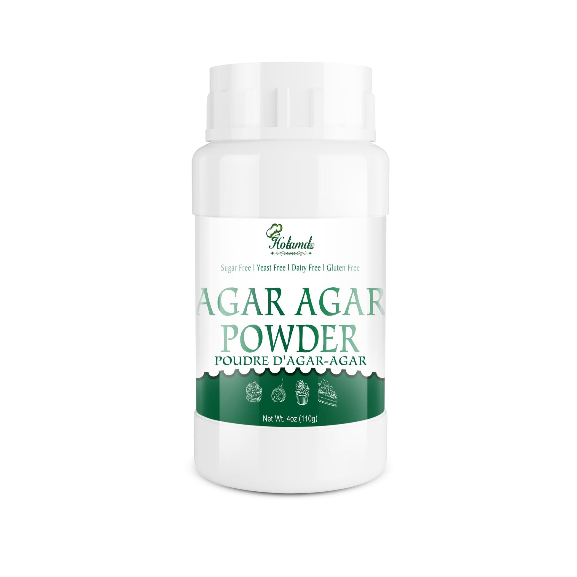 Holamdo Agar Agar Powder, 100% Pure Vegan Gelatin Substitute, Food Grade Thickener, 4 Ounce