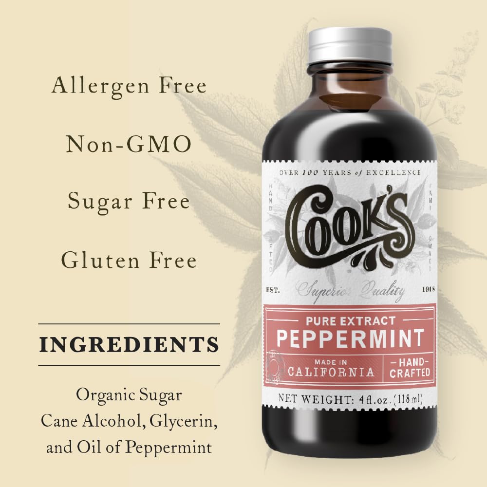 Cook'S Pure Peppermint Extract,For Ice Creams, Candies, Icings, Cookies And Beverages,16 Oz