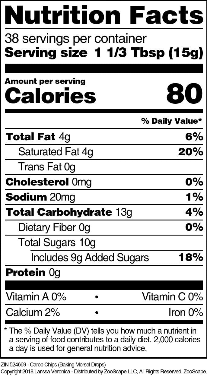 Carob Chips (Baking Morsel Drops) (4 Oz, Zin: 524669) - 3 Pack