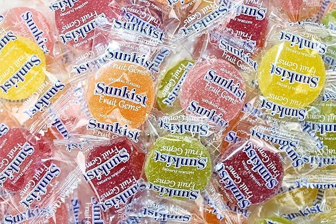 Sun Kist Fruit Gems 1.5-Lbs Klub Bulk Snacks Individually Wrapped- Assorted Flavors Soft Sugar Dusted-Bulk Candy Made With Real 