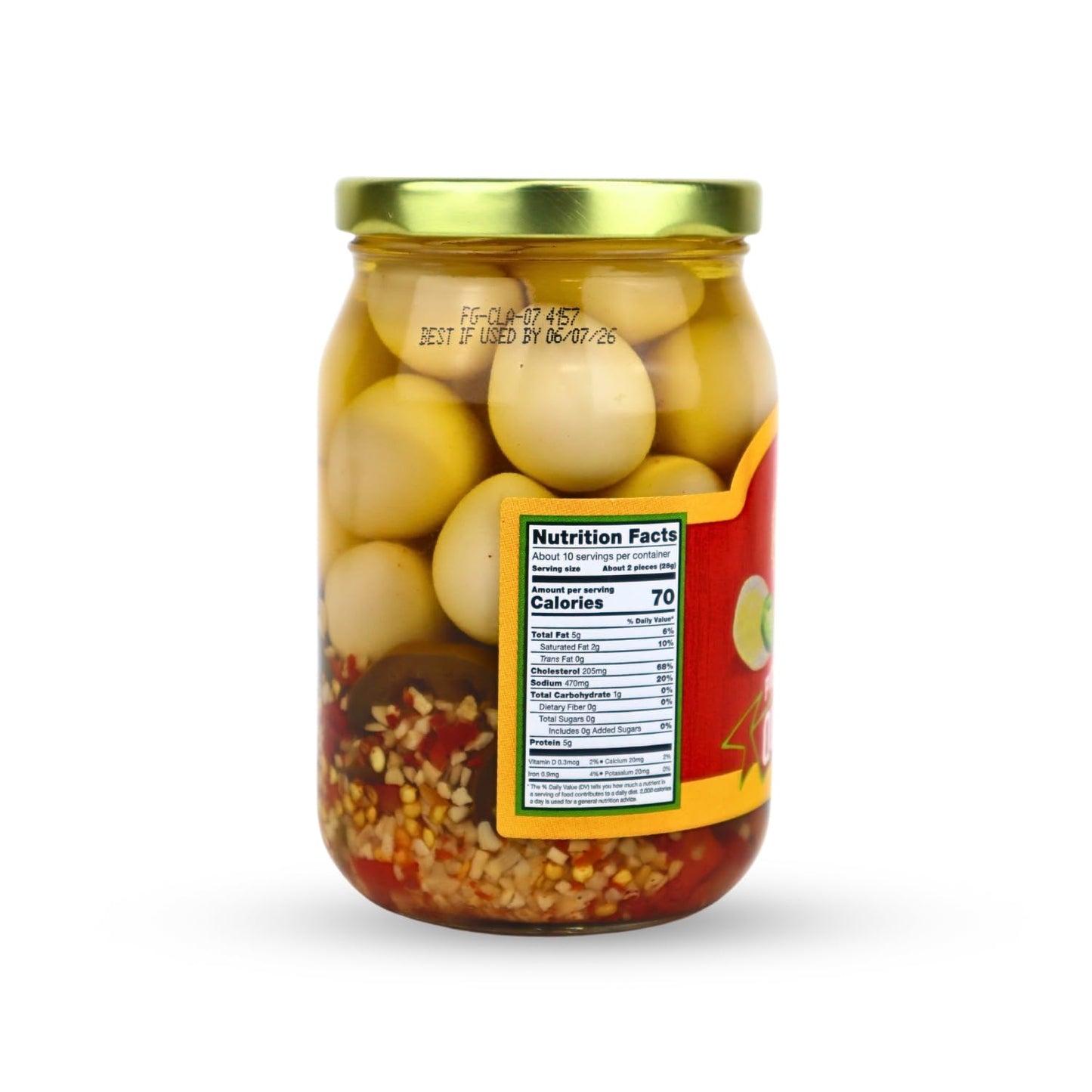 7 Farms Pickled Quail Egg 3 Pack - Mild, Jalapeno, Sriracha, And Cajun Flavors- 16 Ounce Glass Jars(Jalapeno)