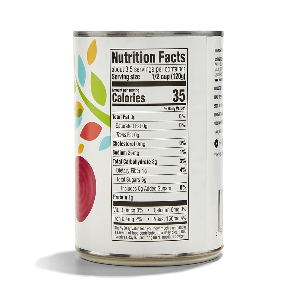 365 By Whole Foods Market, No Salt Added Sliced Beets, 15 Ounce