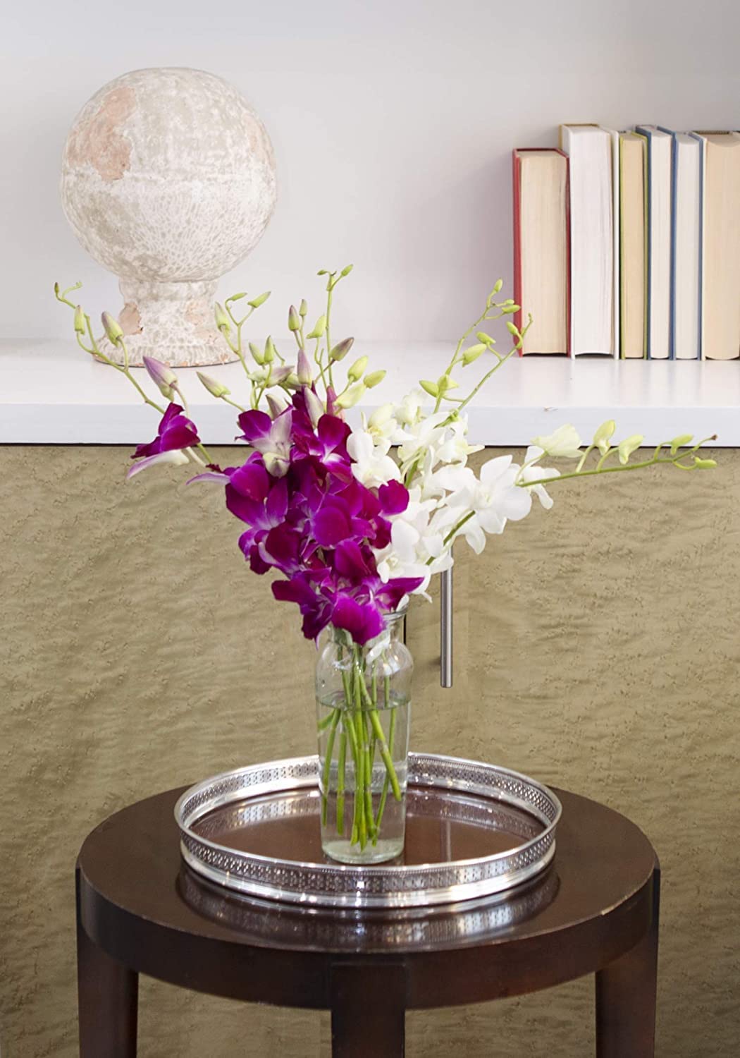 Kabloom Flowers - Denali Collection : Bouquet Of 10 Purple And 10 White Orchid With Vase Gift For Birthday, Sympathy, Anniversar