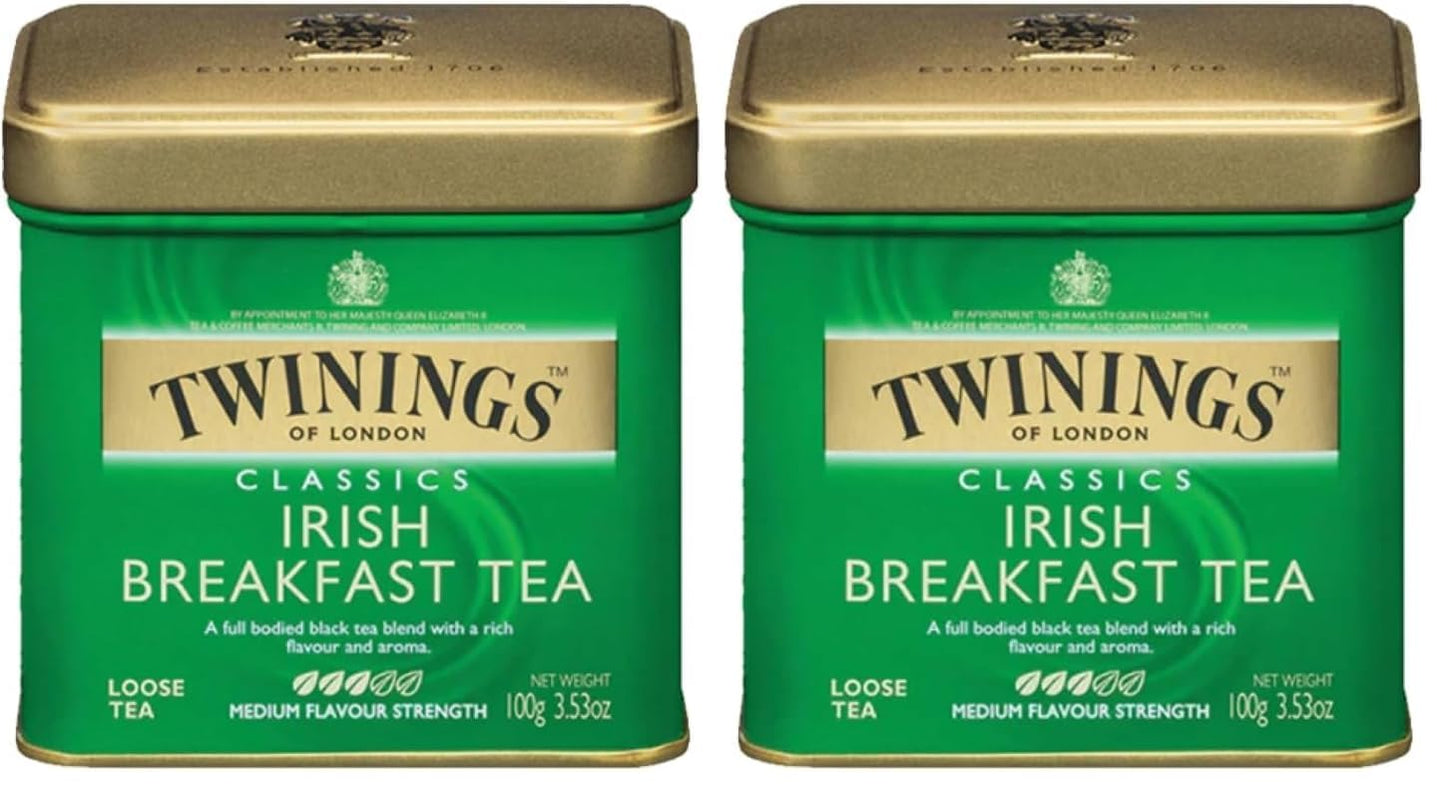 Twinings of London Loose Irish Breakfast Tea, 3.53 Ounce Tin (Pack of 2)