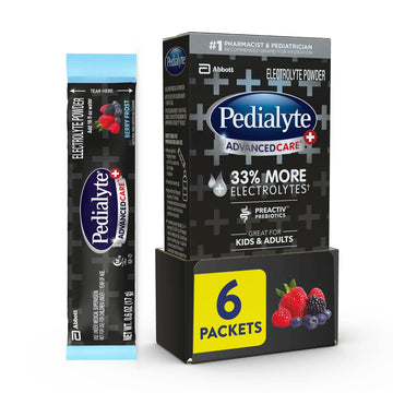 Pedialyte Advancedcare Plus Electrolyte Powder, With 33% More Electrolytes And Preactiv Prebiotics, Berry Frost, Electrolyte Dri