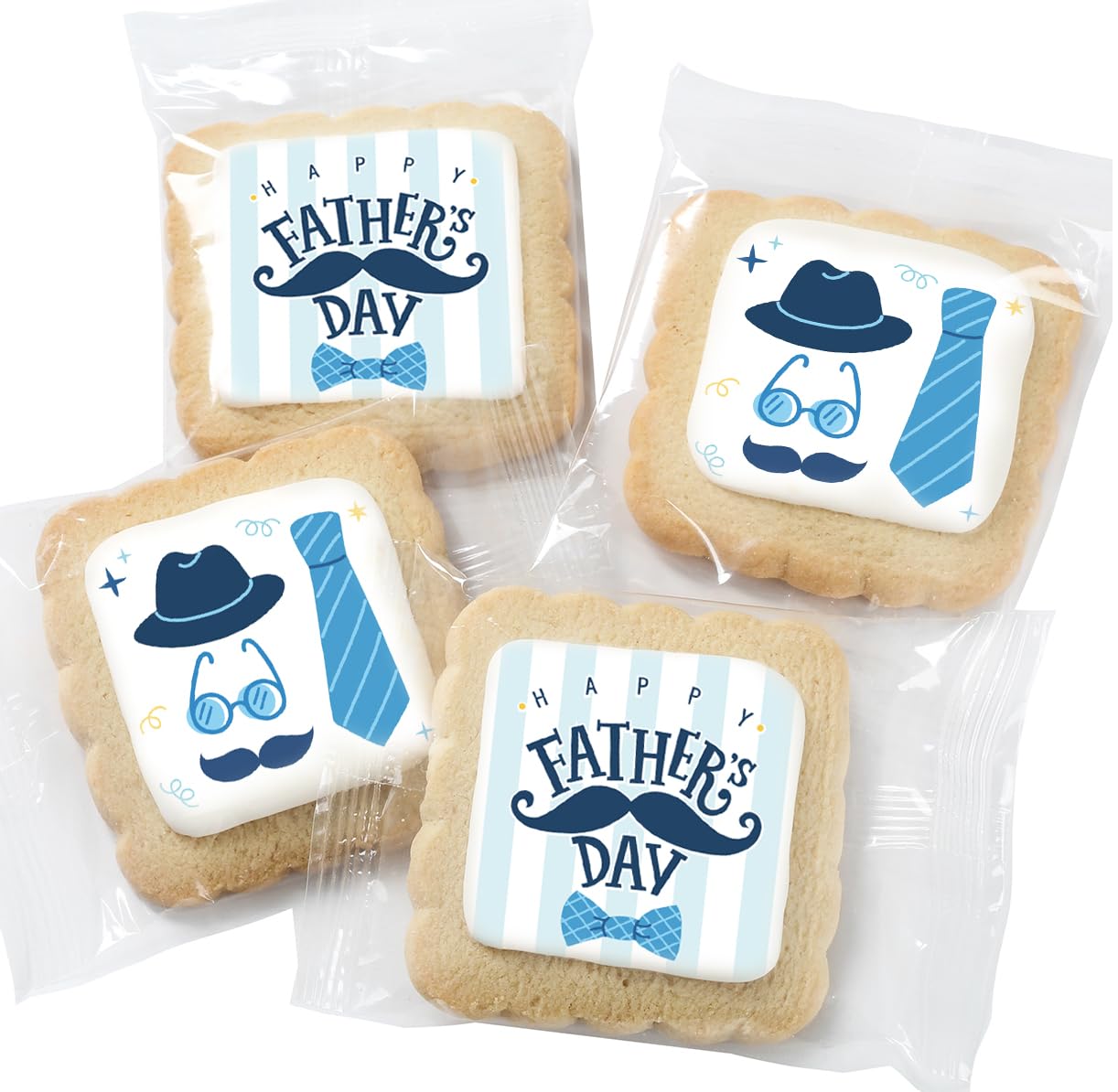 Fathers Day Cookies Party Favors 24 Pack Decorated Treats Bulk for Dad | INDIVIDUALLY WRAPPED Sugar Cookies | Gift Basket Peanut