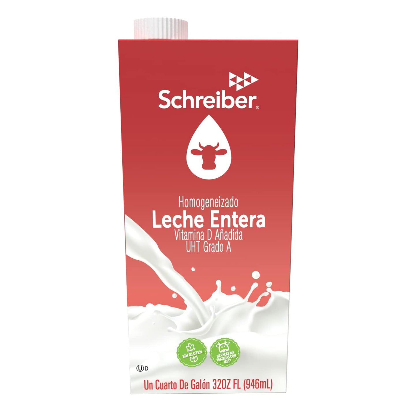 Schreiber Whole Milk  Shelf Stable Milk  Low Fat with Vitamin A & D  32 oz (6 Pack)