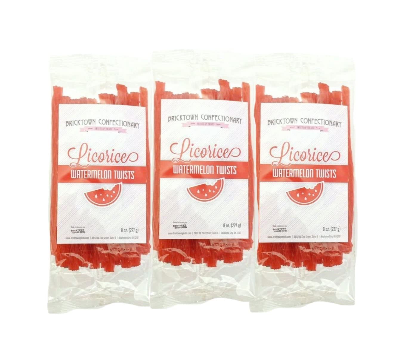 Watermelon Licorice Twists Pack of 3 - Fat-Free Old Fashioned Gourmet Watermelon Licorice - Soft & Chewy Texture with Bold Fresh