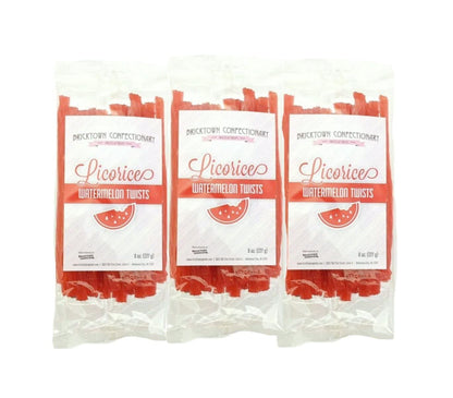 Watermelon Licorice Twists Pack of 3 - Fat-Free Old Fashioned Gourmet Watermelon Licorice - Soft & Chewy Texture with Bold Fresh