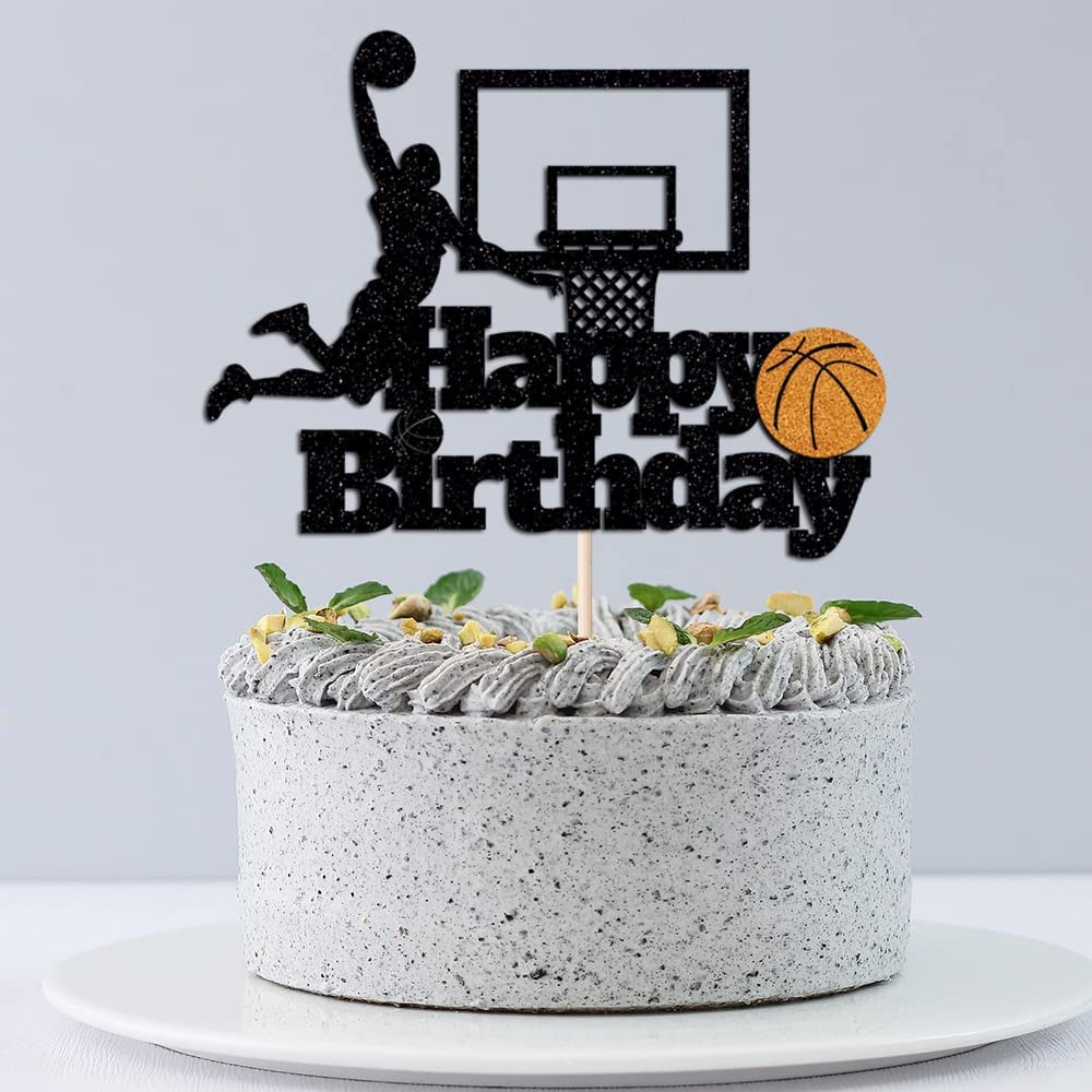Basketball Happy Birthday Cake Topper-Basketball Themed Birthday Party Cake Decoration (Birthday)