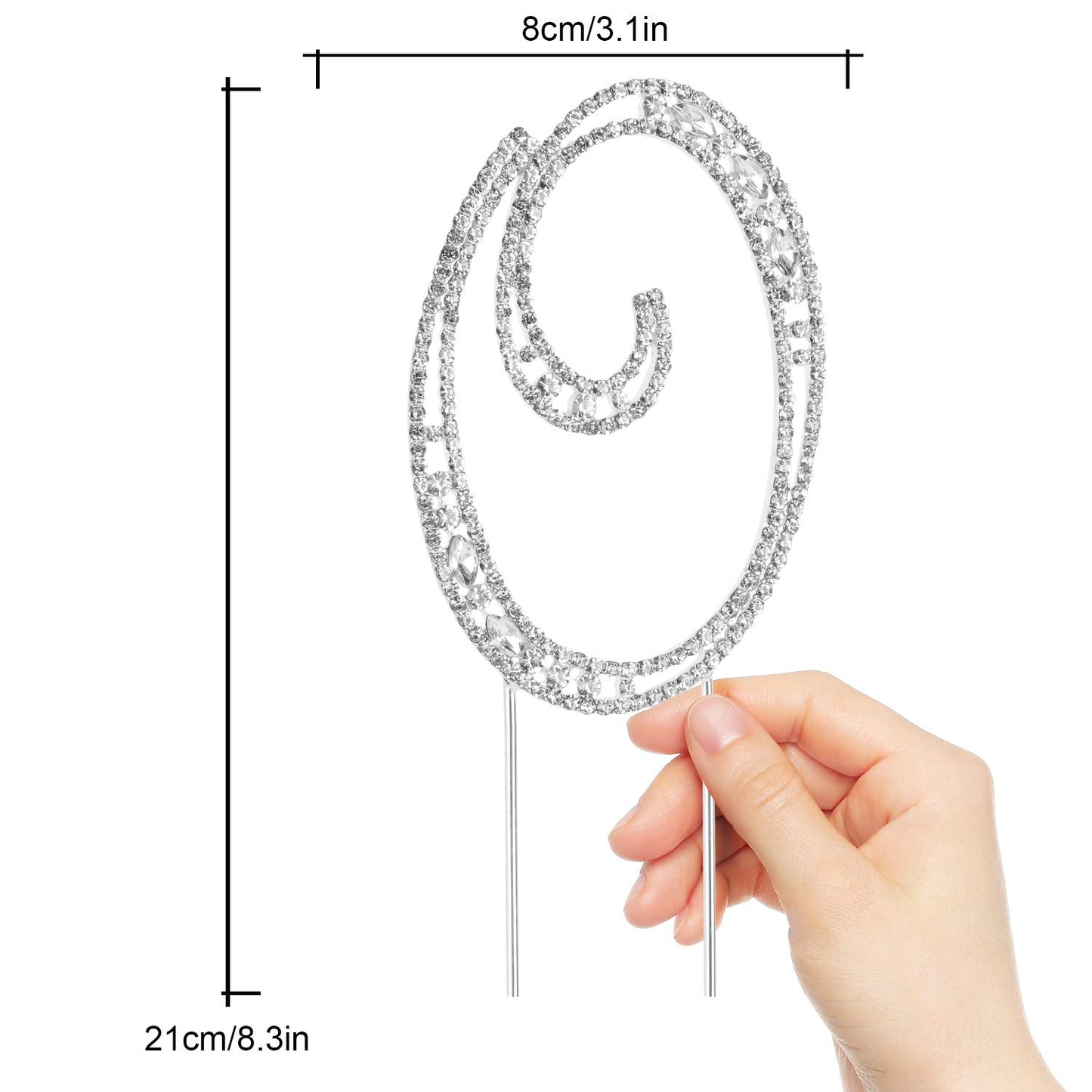 LINGPAR Rhinestone Crystal Letter O Cake Topper for Wedding and Birthday Parties - Silver, Model 01