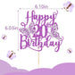 Kaoenla Butterfly Happy 20th Birthday Cake Topper, Purple Glitter 3D Decor