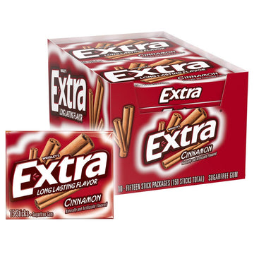 Extra Cinnamon Sugarfree Gum, 15 Count (Pack Of 10) Piece
