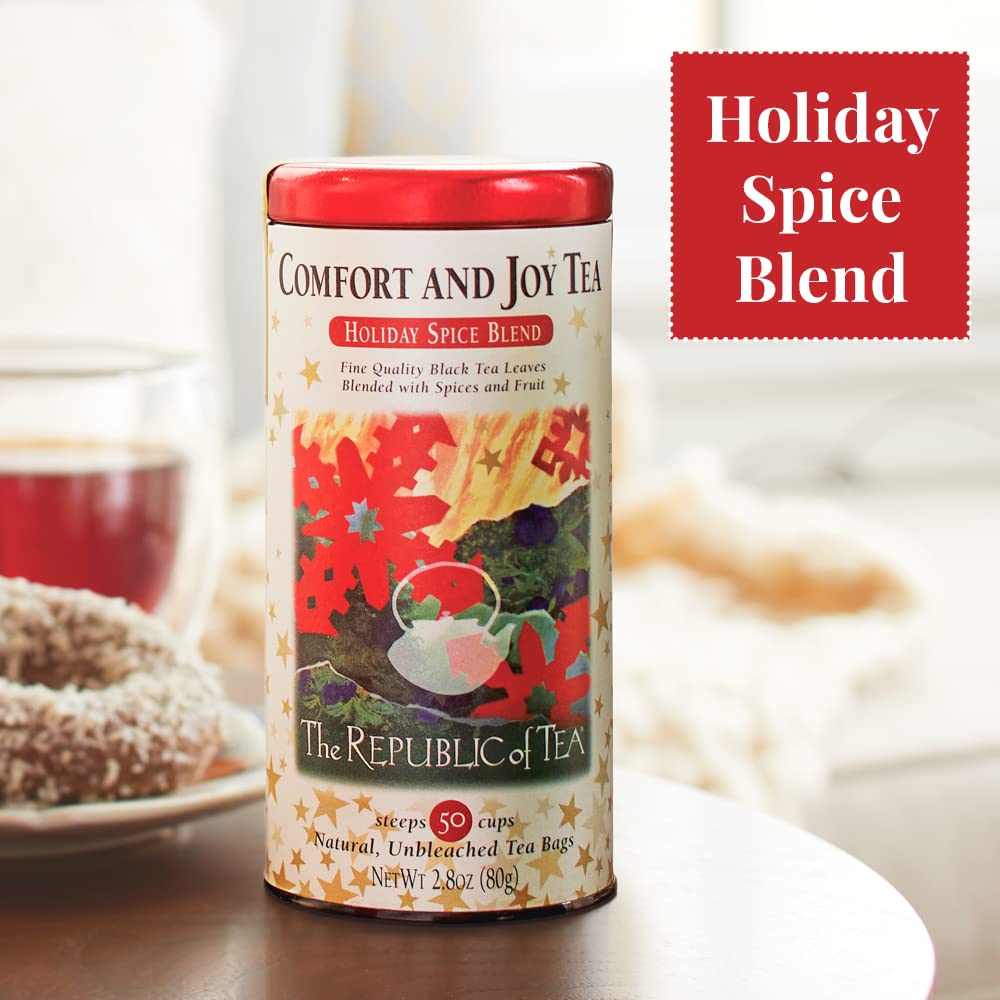 The Republic of Tea Comfort and Joy Tea, Holiday Spice Blend, 50 Tea Bags, Naturally Caffeinated