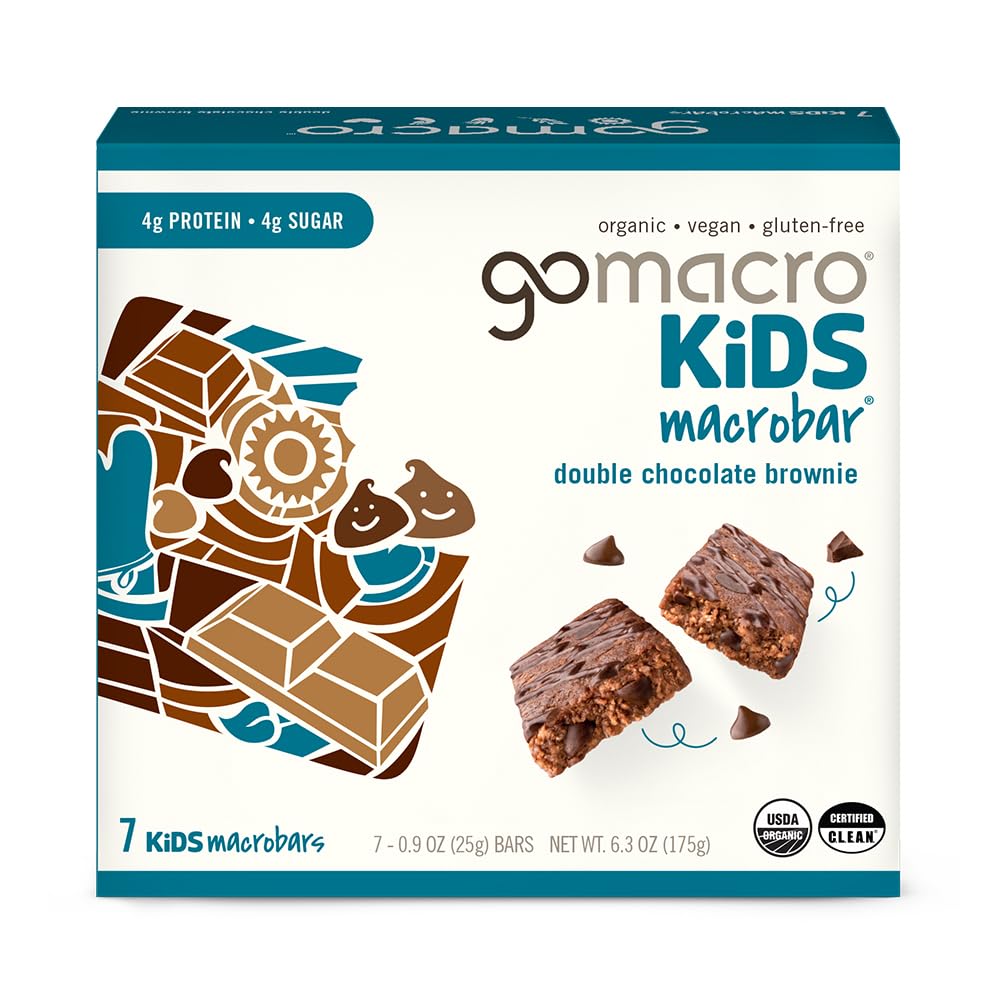 GoMacro Kids MacroBar Organic Vegan Snack Bars - Double Chocolate Brownie (0.90 Ounce Bars, 7 Count)