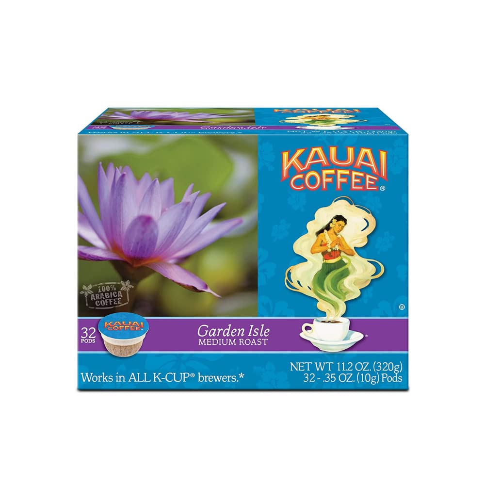 Kauai Coffee Single-Serve Pods, Medium Roast, 32 Count (Pack of 2)