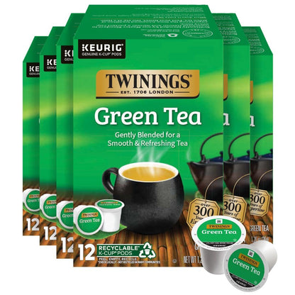 Twinings Green Tea 72 K-Cup Pods for Keurig, 12 Count (Pack of 6), Smooth Flavour, Enticing Aroma, Caffeinated, Enjoy Hot or Ice