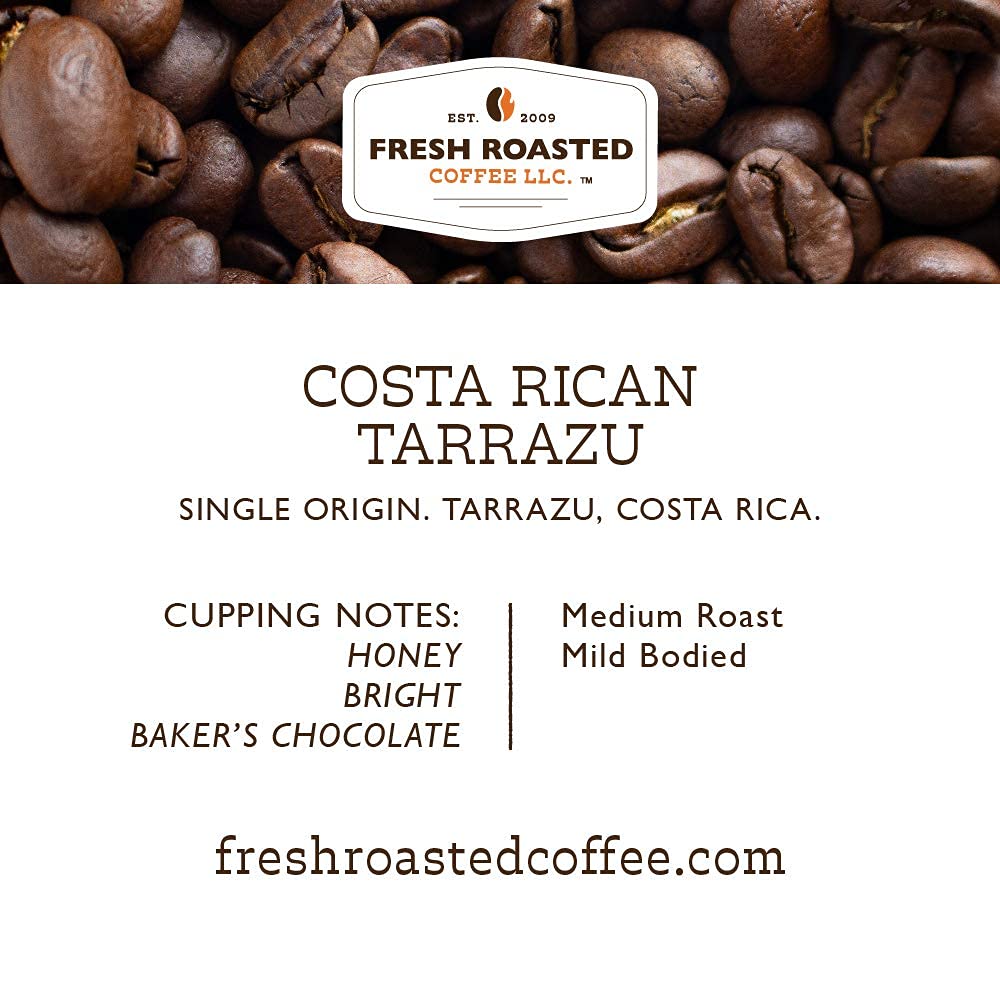 Fresh Roasted Coffee K-Cup Compatible Pods, Medium Roast, Costa Rican Tarrazu, 72 Count, Kosher, Coffee Color