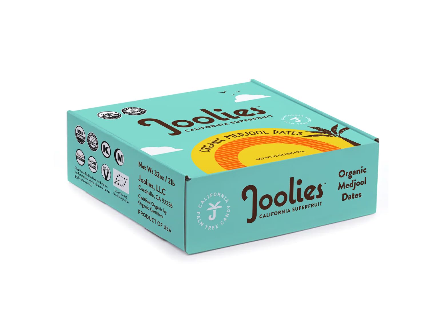 Joolies, Organic Medjool Dates, Whole Dates, Large - 2lb Box | Fresh California Grown Fruit | Vegan, Gluten-Free, Paleo, No Suga