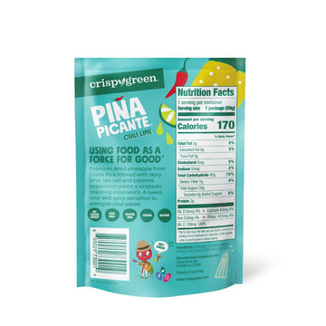 Crispy Green Pia Picante, Chili Lime Dried Pineapple, Healthy Real Fruit Snacks, 1.76 Ounce, 12 Single Serve Bags