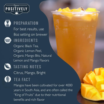 Organic Positively Tea Company, Mango Tango Black Tea, K-Cup Compatible, 96 Pods