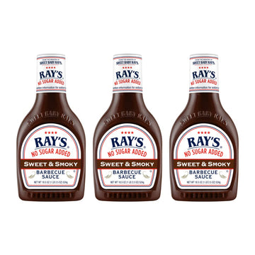 Sweet Baby Rays Barbecue Sauce, No Sugar Added, 18.5 oz, Pack of 3