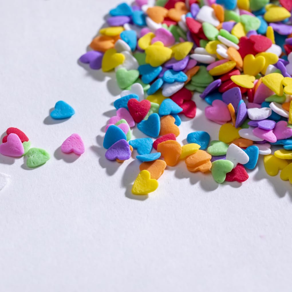 NIPEOR Red Heart Shapes Sprinkles for Cake Decorating - 3.53 oz - Rainbow Heart