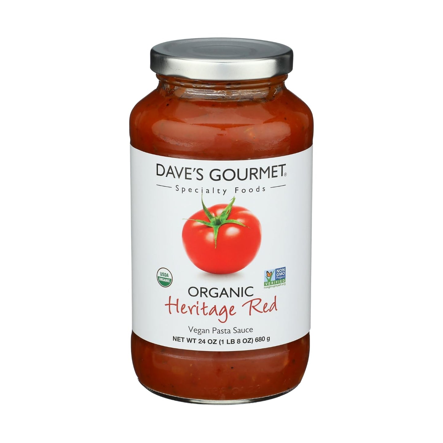 Dave'S Gourmet Organic Heritage Red Tomato Pasta Sauce Vegan And Gluten Free 24 Oz Jar- 3 Jar Pack