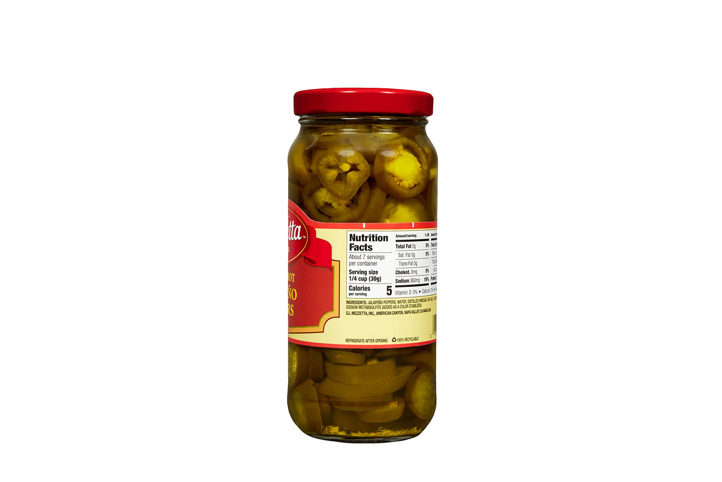 Mezzetta Sliced Hot Jalapeno Peppers| Gluten Free, Kosher, Keto | 16 Fluid Ounce Jar (Pack Of 6)