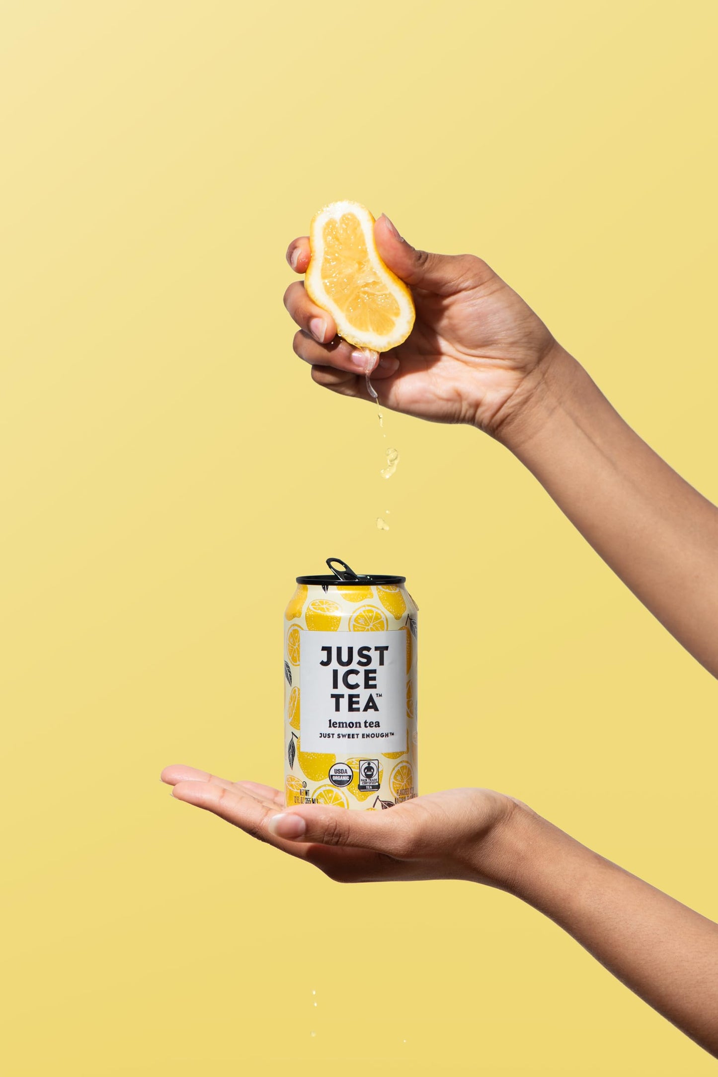 Just Ice Tea, Lemon Flavored Black Iced Tea, 12-Pack (12Oz Cans), Usda Certified Organic, Real Brewed, Low Calorie, No Artificia