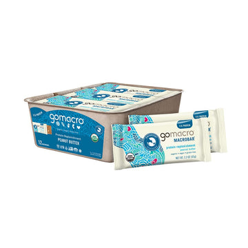 Gomacro Macrobar Organic Vegan Protein Bars, Peanut Butter, 2.3 Ounce Bars (Pack Of 12)