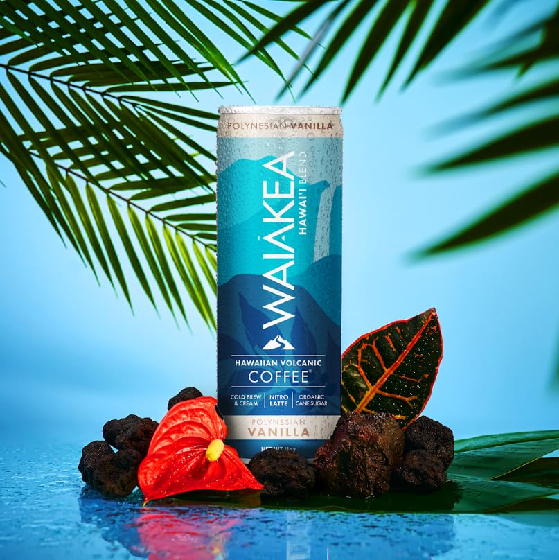 Waiakea Hawaiian Volcanic Coffee - Vanilla & Mocha Combo Pack - Ready to Drink Canned Coffee