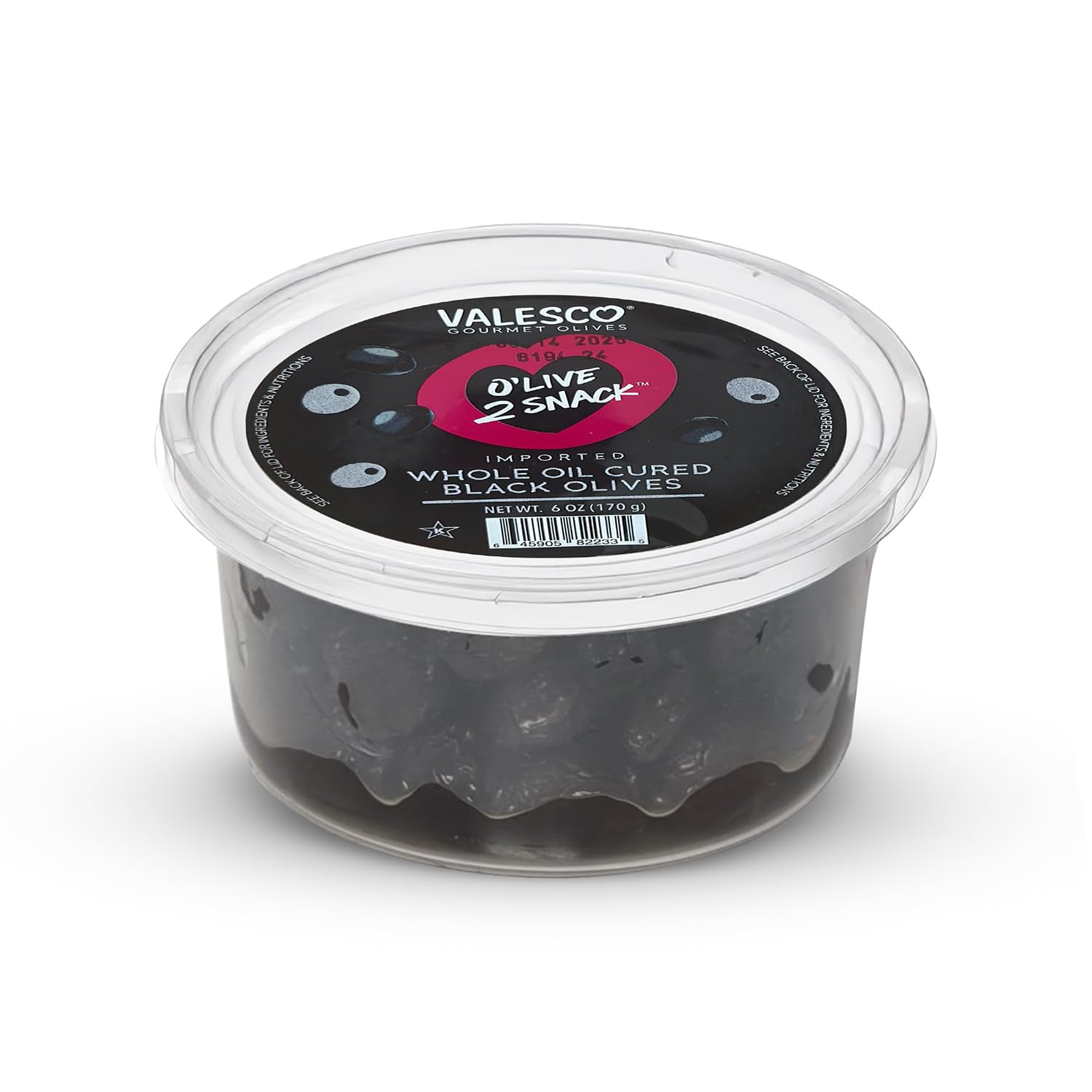 Valesco Whole Oil Cured Black Olives for Snacking, Salads & Charcuterie Boards (6 oz)