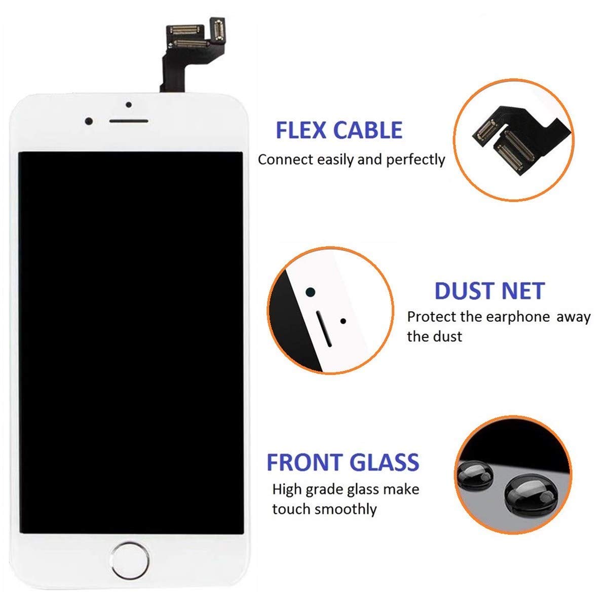 Brinonac For Iphone 6S Screen Replacement White Touch Display Lcd Digitizer Full Assembly With Complete Repair Tools And Screen