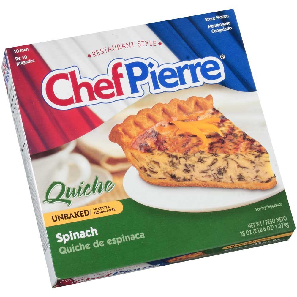 Sara Lee Chef Pierre Unbaked Spinach Quiche, 10 Inch -- 6 Per Case.