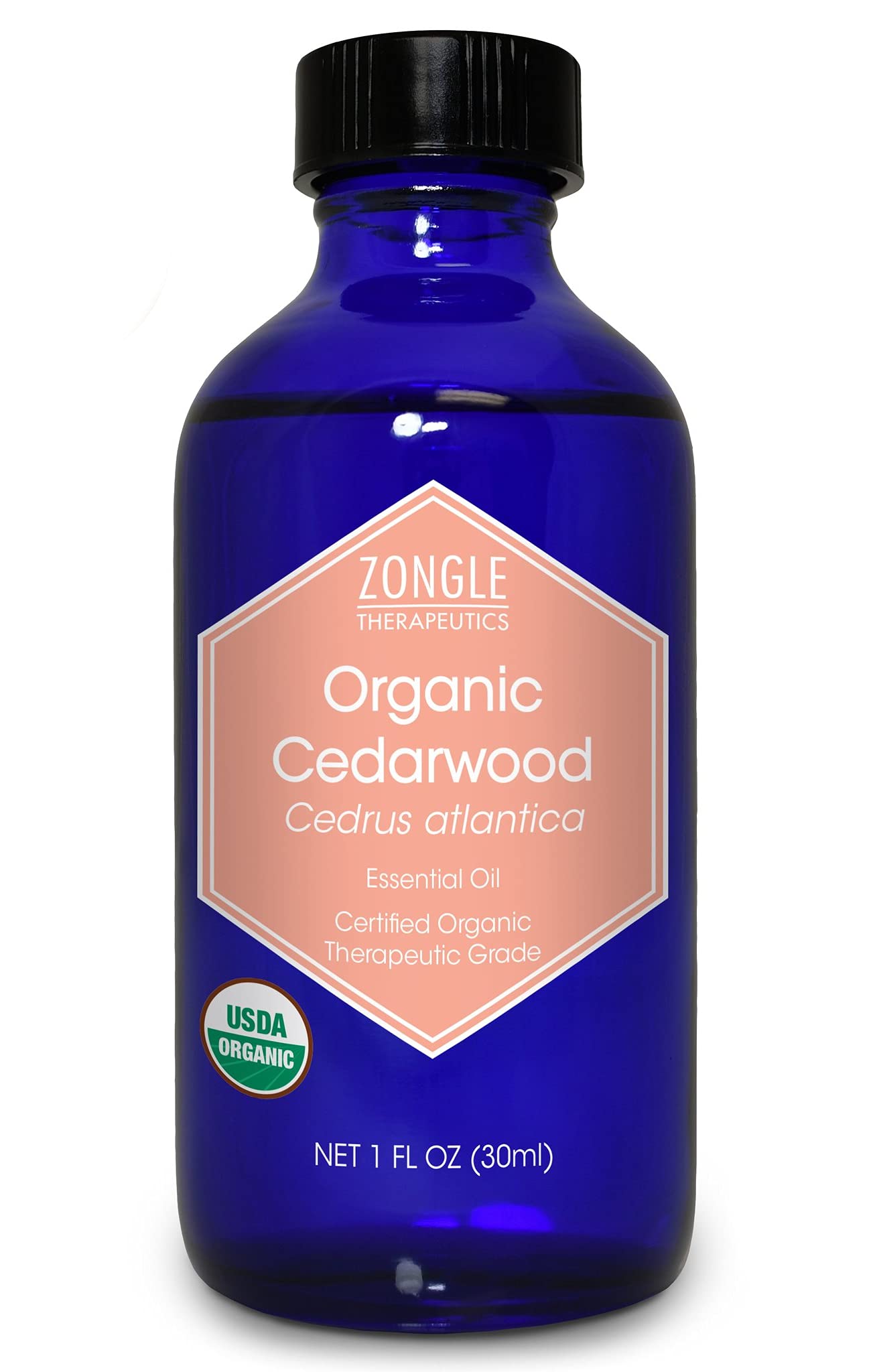 Zongle Usda Certified Organic Cedarwood Essential Oil, 1 Oz - For Hair Growth, Dogs, Skin, Closet, Cats, Wood, Scalp, Diffuser, 
