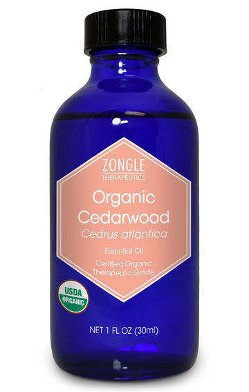 Zongle Usda Certified Organic Cedarwood Essential Oil, 1 Oz - For Hair Growth, Dogs, Skin, Closet, Cats, Wood, Scalp, Diffuser, 